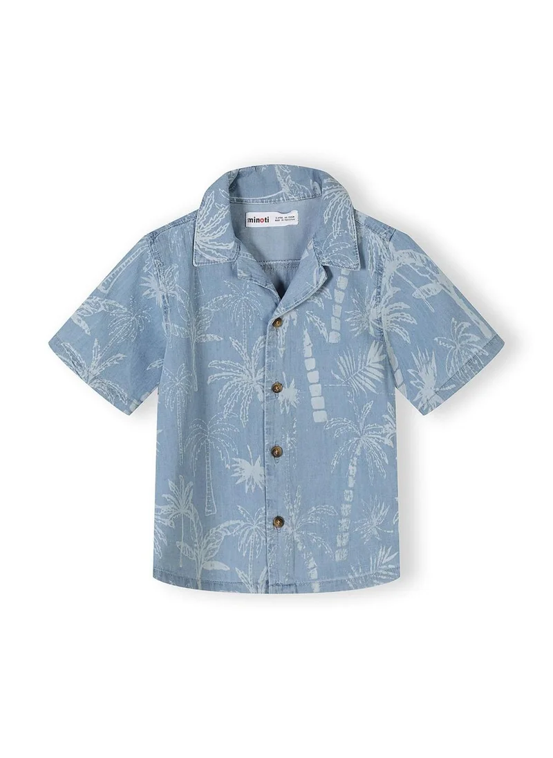 MINOTI Boys medium blue denim short sleeve shirt